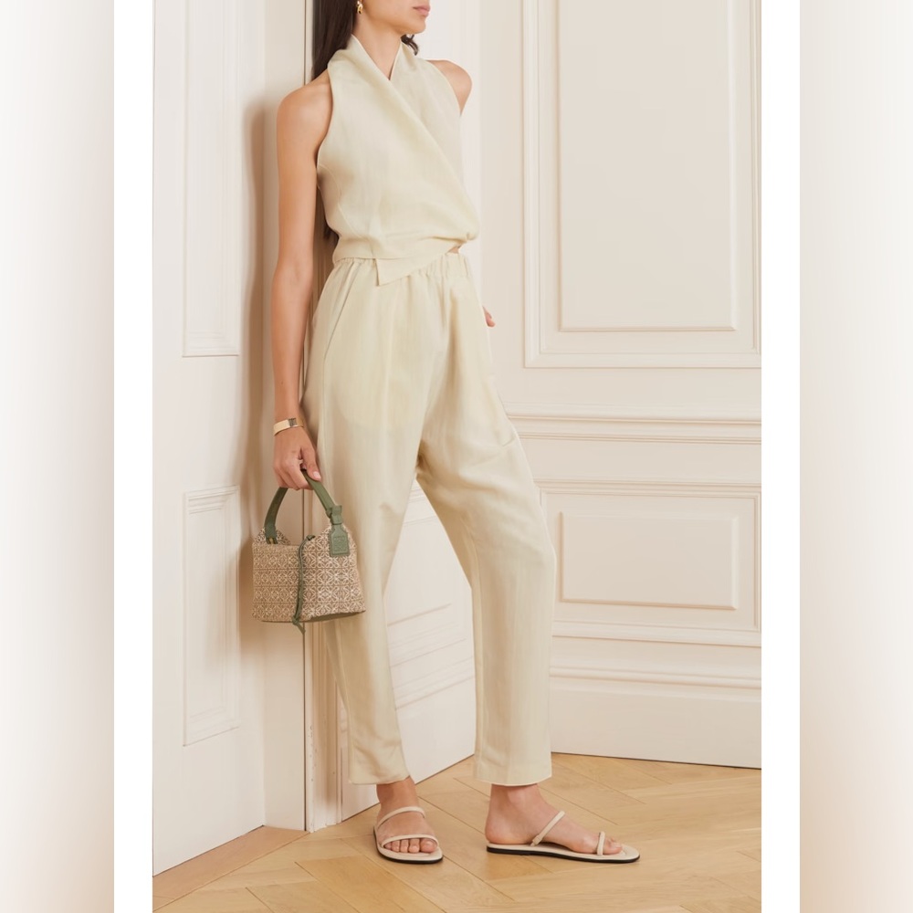 Cortana Draped Canvas Halter Top Sz 36 XS / S Linen Silk Cream White (orig $365)